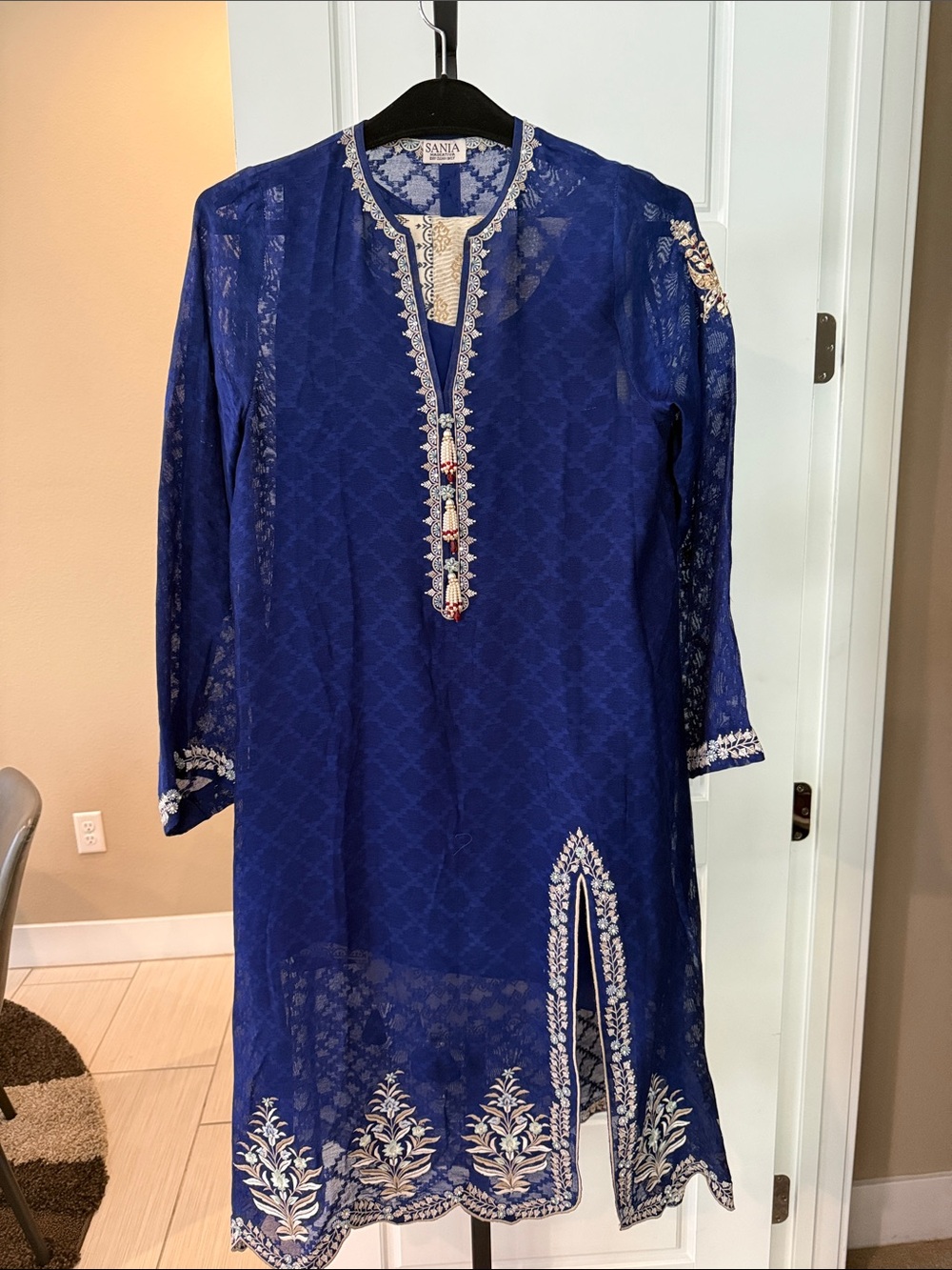 Sanita Blue Embroidered Long Sleeve Kurta